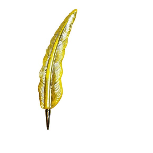 Vintage Avon Glass Ink Bottle With Yellow Feather Quill Pen Set - Empty - Picture 8 of 9